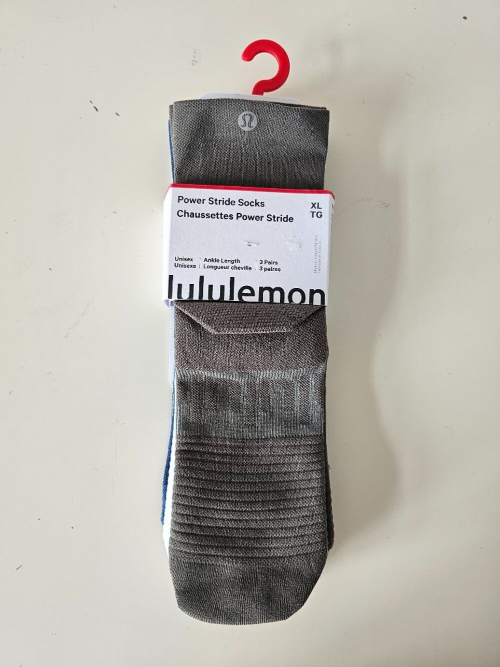NWT LULULEMON Army Green White Blue Power Stride Ankle Socks Unisex XL, 3 Pack
